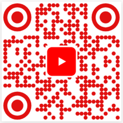 QR code with a centered YouTube logo